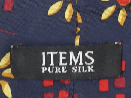 ITEMS Men's Navy Blue Pure Silk Floral Tie