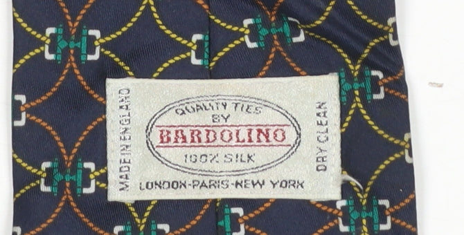 Bardolino Men's Blue Geometric Patterned 100% Silk Tie