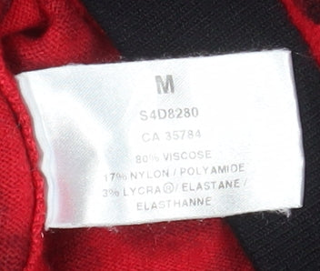 Precis Women Red Leopard Print Pullover Sweater Medium Viscose Blend