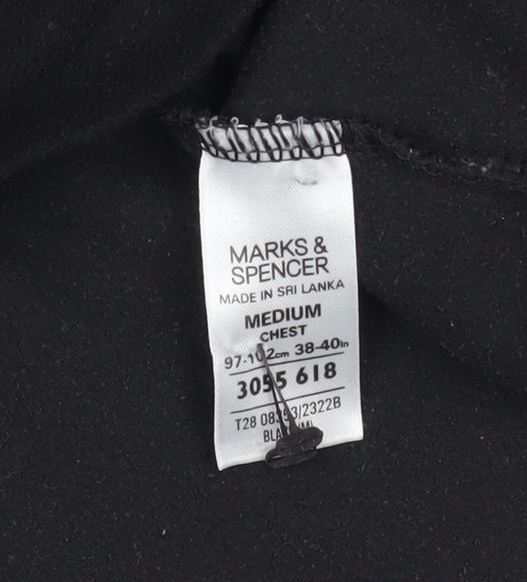 Marks & Spencer Men's Black Fleece Quarter Zip Sweatshirt Medium