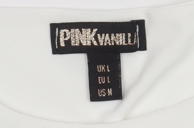 Pink Vanilla Women's White Cropped Tank Top L Slim Fit Sleeveless