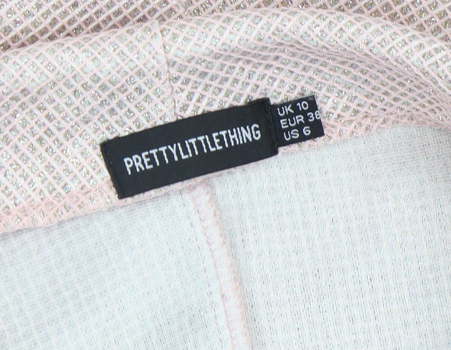 PRETTYLITTLETHING Women’s Pink Glitter Blazer Jacket UK 10