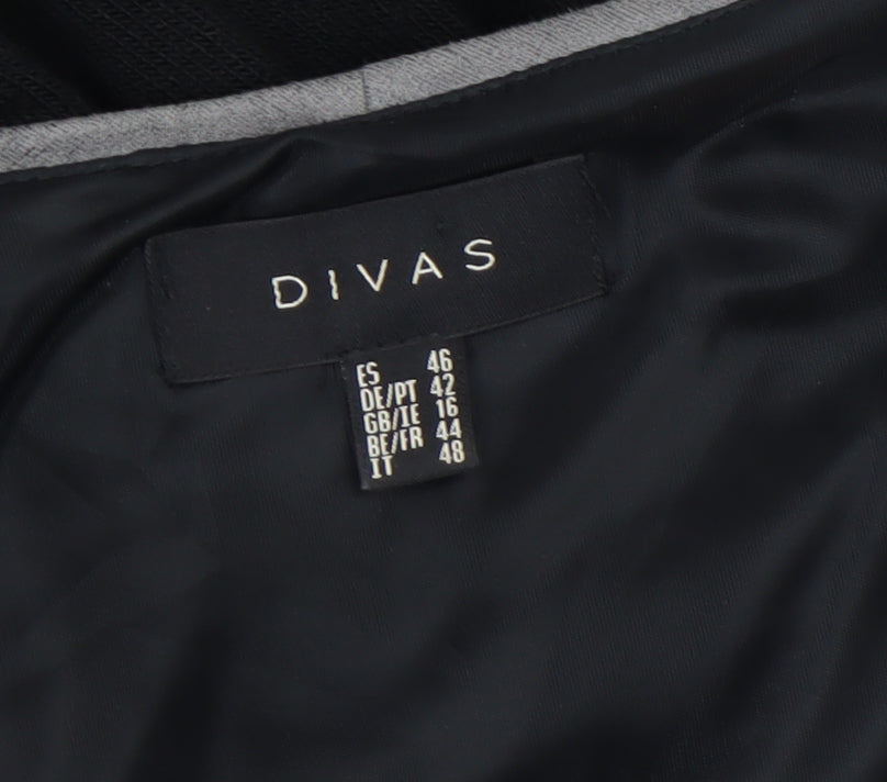 Divas Women’s Colourblock Shift Dress Black Grey Brown Size 16 Long Sleeve