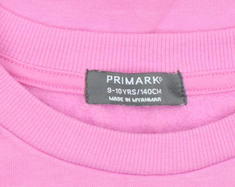Primark Girls Pink Crew Neck Michigan Pullover Sweatshirt 9-10 Years