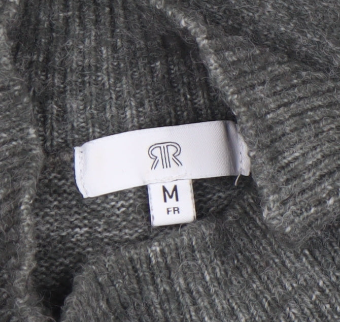 RR Womens Grey Mock Neck Wool Blend Pullover Jumper M