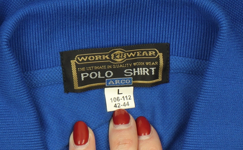 ARCO Workwear Blue Men's L Polo Shirt Polyester Cotton