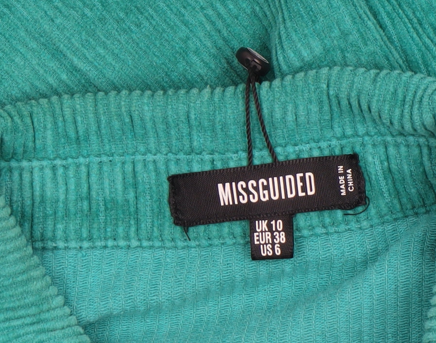 Missguided Women’s Green Corduroy Long Sleeve Button-Up Shirt UK 10