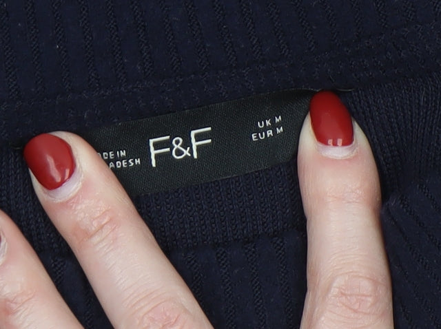 F&F Women's Blue Crew Neck Long Sleeve Pullover Jumper Size M