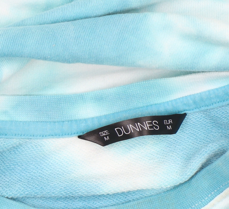 Dunnes Women Blue Tie-Dye Pullover Sweatshirt Size M Cotton Blend