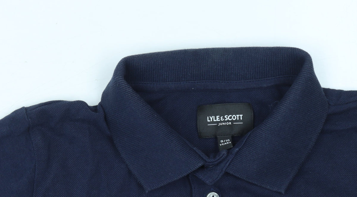 Lyle & Scott Boys Blue Polo Shirt 9-10 Years Cotton Short Sleeve
