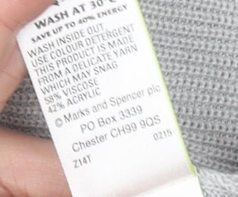 Marks & Spencer Women’s Grey 3/4 Sleeve Open Knit Cardigan Size 8