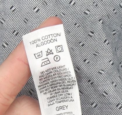 Dunnes Men's Grey 2XL Regular Fit Long Sleeve Cotton Shirt