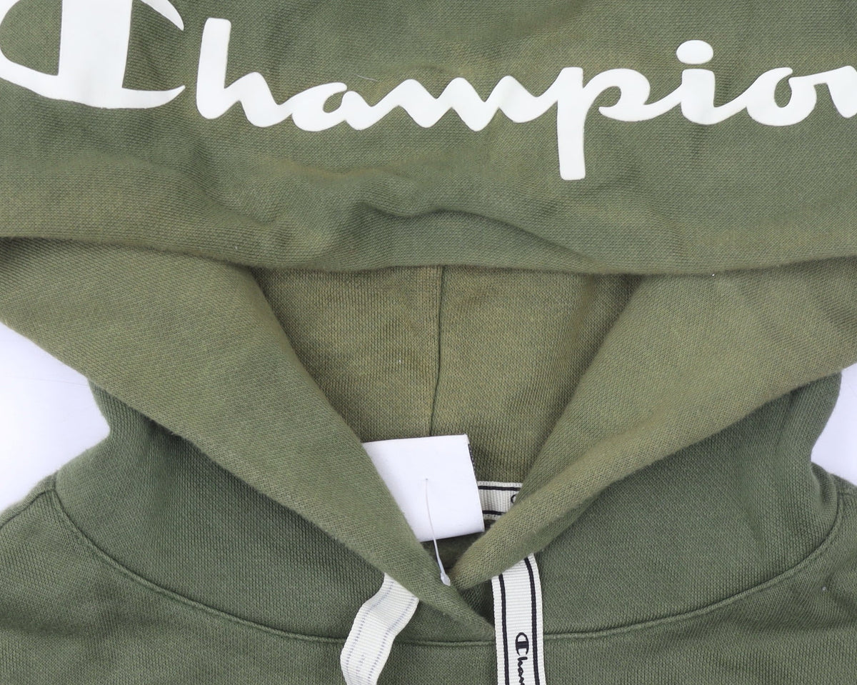 Champion Womens Green Pullover Hoodie Size L Cotton Blend Casual