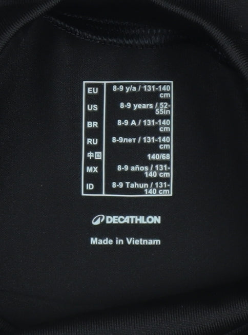 Decathlon Boys Black Long Sleeve Athletic Mock Neck Top 8-9 Years
