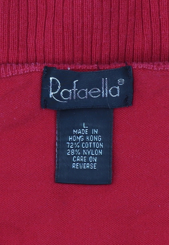 Rafaella Women's Red Cotton Blend V-Neck Button Cardigan Size L