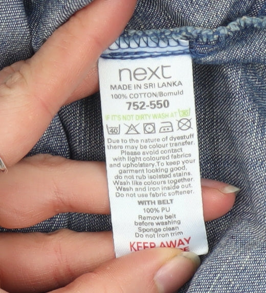 Next Girls Blue Denim Shirt Dress 18-24 Months Long Sleeve Belted