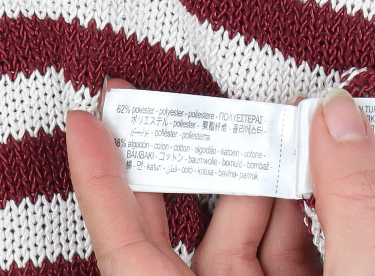 Zara Men Red White Striped Knit Pullover Jumper Size S