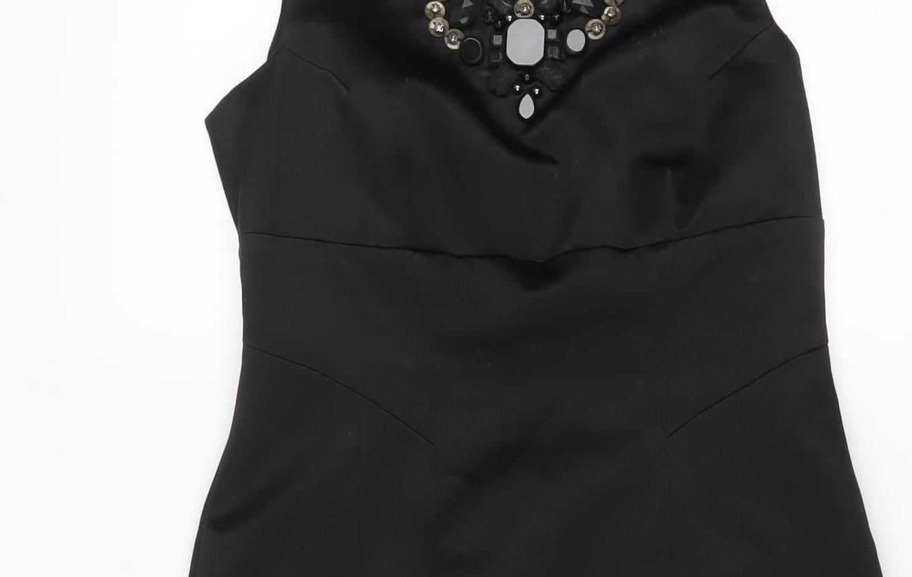 Karen Millen Women Black Size 10 Sleeveless Beaded Sheath Dress