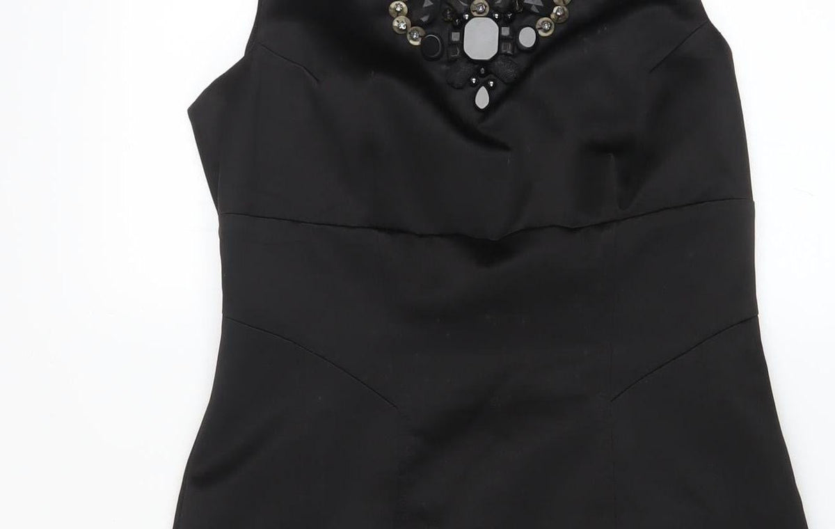 Karen Millen Women Black Size 10 Sleeveless Beaded Sheath Dress