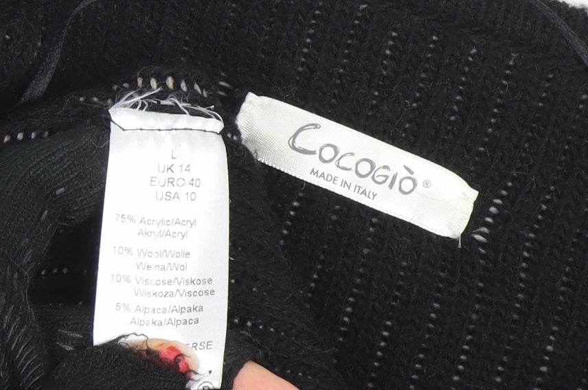 Cocogio Womens Black Striped Long Sleeve Open Cardigan UK 14