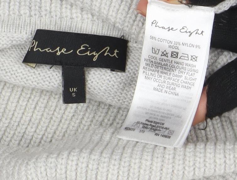 Phase Eight Women's Grey Wool Blend Roll Neck Jumper Dress Size S
