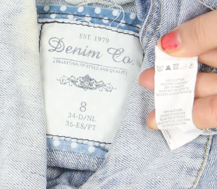 Denim Co. Women's Blue Denim Basic Jacket Size 8 Casual Style