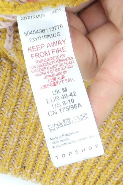 Topshop Women’s Yellow Ribbed Mock Neck Jumper Size M