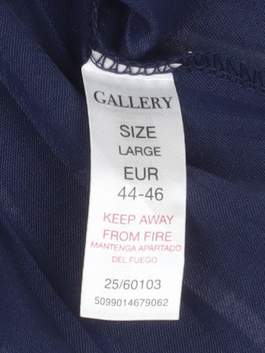 Gallery Womens Blue Short Sleeve Polyester Blouse Size 16