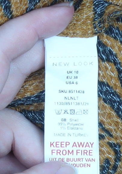 New Look Women Brown Animal Print A-Line Dress Size 10