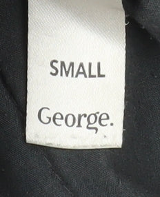 George Men's Black Military Jacket Small Cotton Casual Mid-Length
