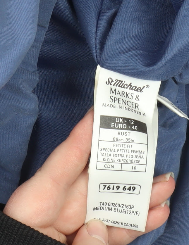 Marks & Spencer Women Blue Petite Size 12 Parka Jacket