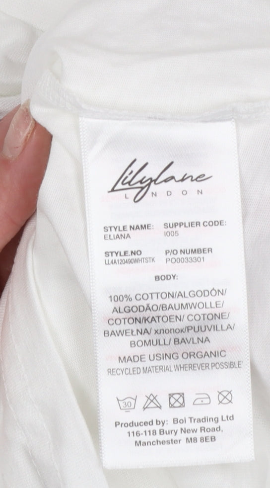 LilyLane London Men's White Cotton Crew Neck T-Shirt Size M