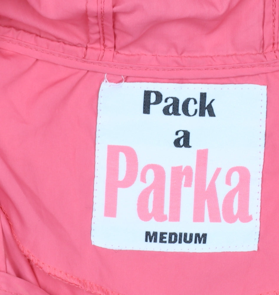 Pack a Parka Women's Pink Lightweight Hooded Mid-Length Parka Jacket Size M