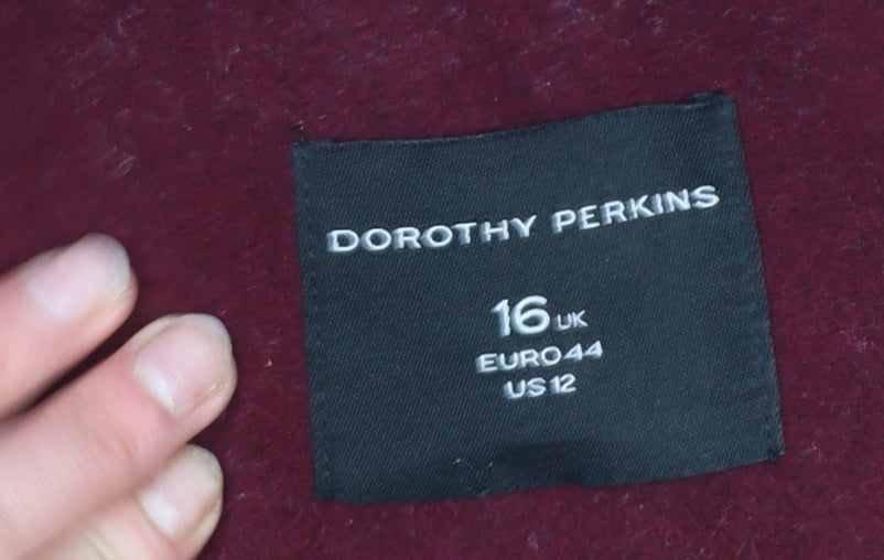 Dorothy Perkins Women’s Red Wool Blend Hooded Mid-Length Coat UK 16