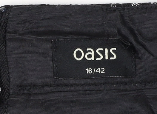 Oasis Women Black Check Pencil Skirt Size 16 Short Lined