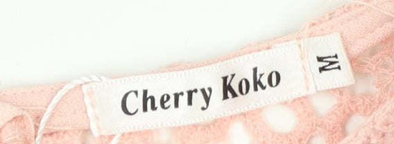 Cherry Koko Womens Pink Lace Zip Back Sleeveless Playsuit Size M