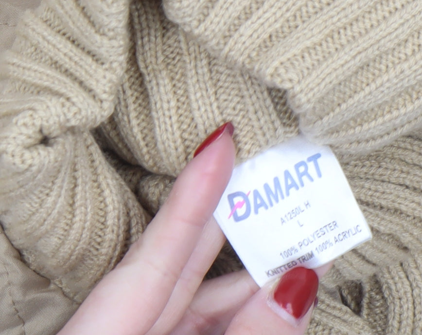 Damart Women Beige Quilted Knit Sleeve Jacket Size L
