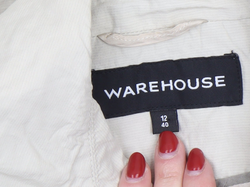 Warehouse Women's Beige Trench Coat Size 12 Cotton Blend