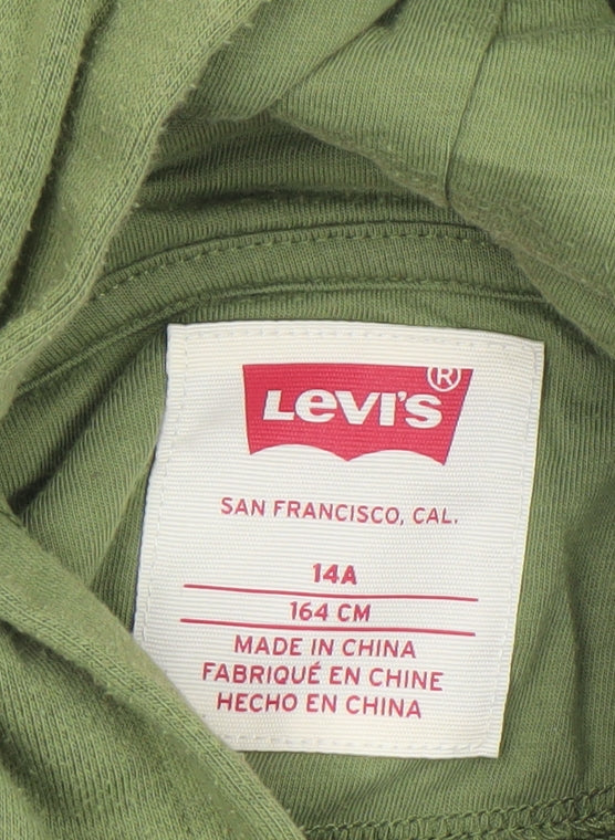 Levi's Boys Green Pullover Hoodie 14A (164cm) Cotton Blend Logo Design