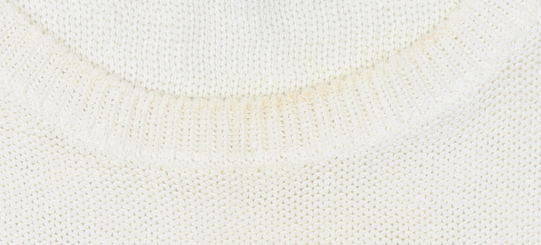 Mint Velvet Women’s Ivory Crew Neck Knit Jumper Size 10 Relaxed Fit
