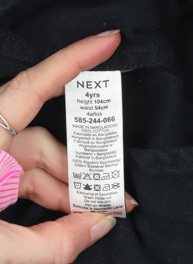 Next Boys Black Cotton Long Sleeve Shirt Jacket 4 Years