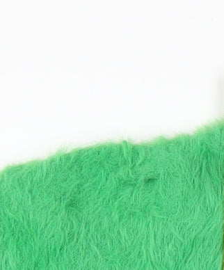 Gallery Womens Green Fuzzy Knit Pullover Jumper UK M