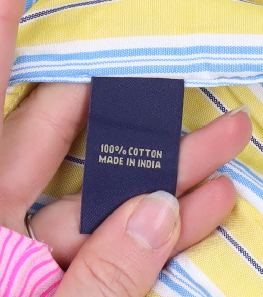 U.S. Polo Assn. Men's Yellow Striped Cotton Button-Up Shirt XL