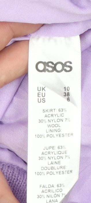 ASOS Womens Purple Knit A-Line Skirt Size 10 Boho Style