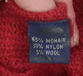 Austin Reed Women Red Mohair Blend Short Sleeve Jumper Size 12