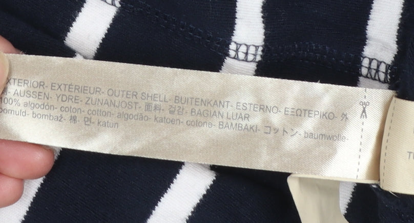 Massimo Dutti Women’s Blue Striped Long Sleeve Cotton T-Shirt Size 10