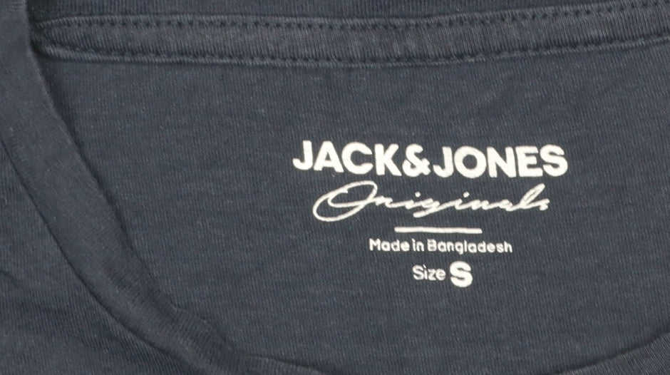 Jack & Jones Men's Blue Butterfly Logo Crew Neck T-Shirt Size S