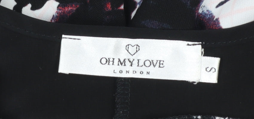 Oh My Love London Women's Black Floral Playsuit Size S Strappy Romper