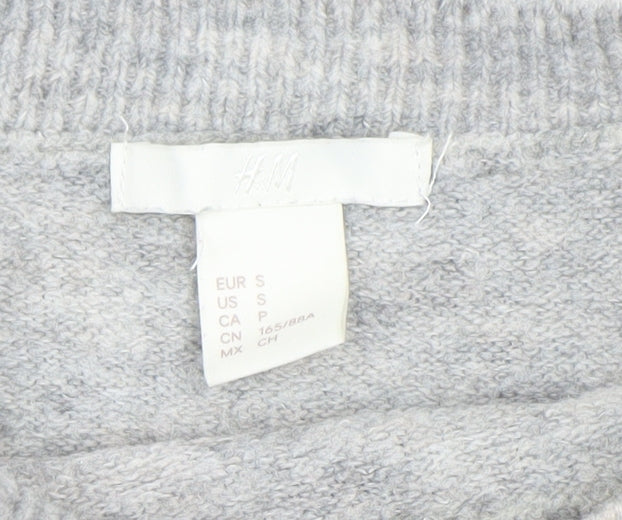 H&M Women's Grey Beaded Crew Neck Pullover Jumper Size S