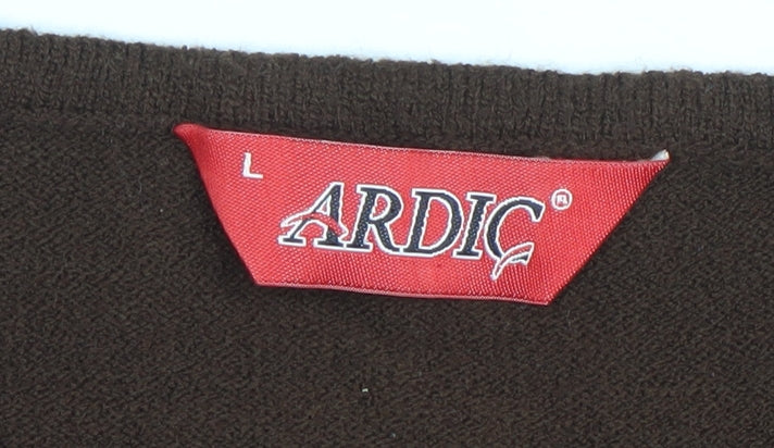 Ardic Women Brown Wool Blend Crew Neck Cable Knit Jumper L